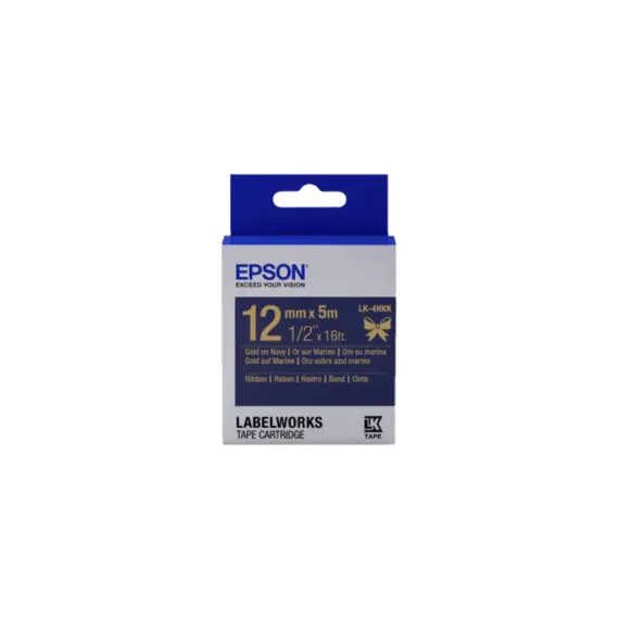 2 - Tape Cartridge EPSON LK4HKK; 12mm/5m Satin Ribbon, Gold/Navy, C53S654002