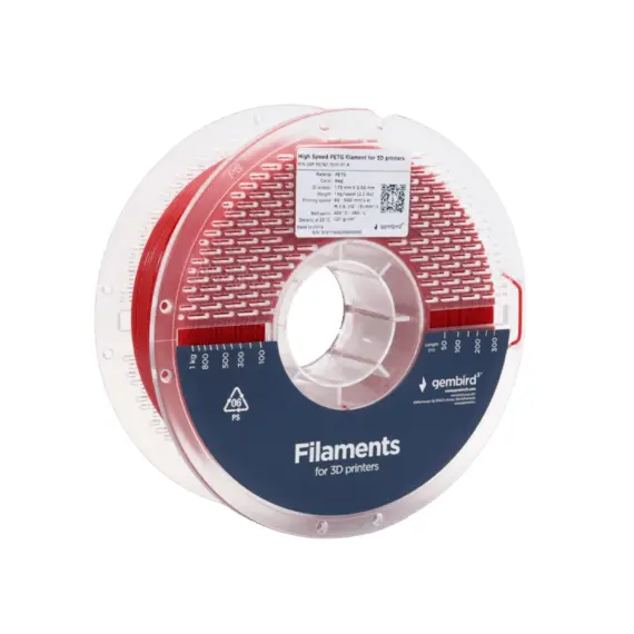 2 - PETG 1.75 mm, High Speed Filament Gembird Red, 1 kg, 3DP-PETG1.75HY-01-R