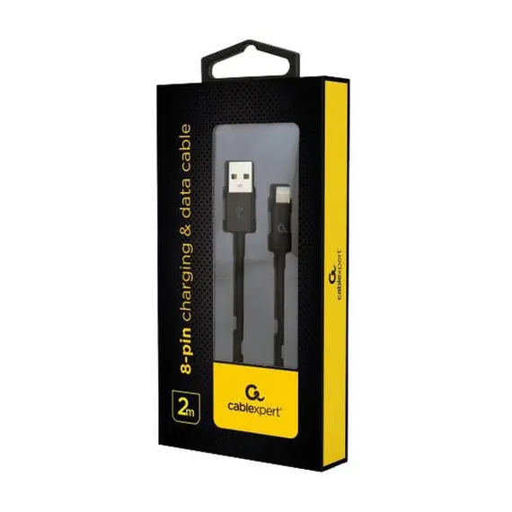 2 - Blister Lightning 8-pin/USB2.0, 2.0m Cablexpert Black,...