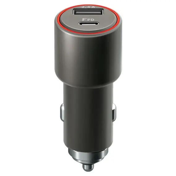 6 - Car Charger Forever, 2x Type-C, QC3.0+PD 30W, Gray