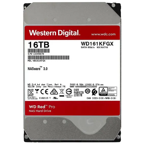 3 - 3.5" HDD 16.0TB-SATA-512MB Western Digital "Red Pro (WD161KFGX)",...