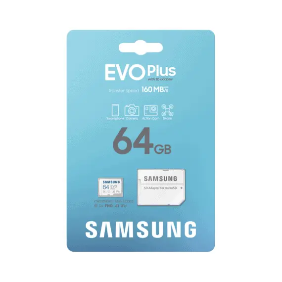 8 - ..64GB MicroSD (Class 10) UHS-I (U3)+SD adapter, Samsung EVO Plus...