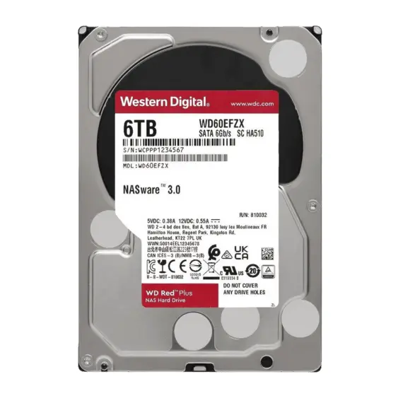 2 - 3.5" HDD 6.0TB -SATA-256MB Western Digital "Red (WD60EFAX)", NAS, SMR