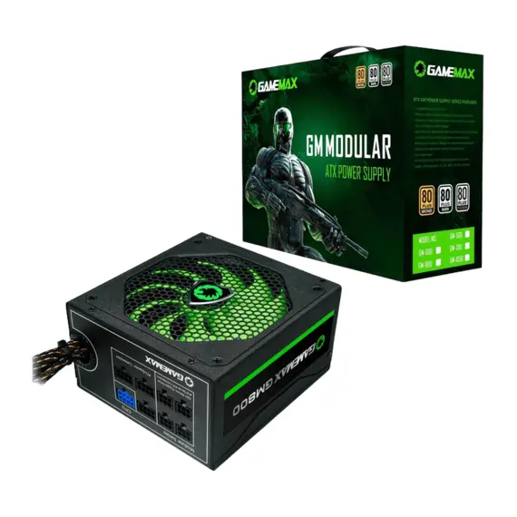 7 - Power Supply ATX 800W GAMEMAX GM-800, 80+ Bronze, 140mm fan,...