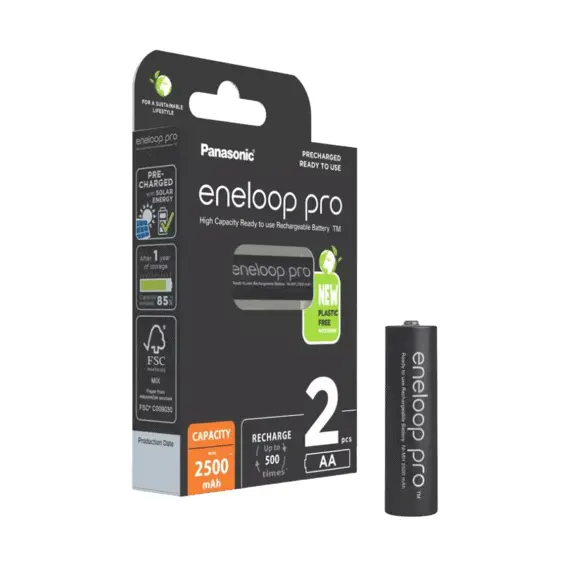 4 - AA Eneloop PRO 2500mAh, Blister*2, Panasonic, BK-3HCDE/2CP