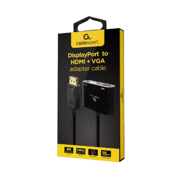 3 - Adapter DP M to HDMI&VGA F Cablexpert "A-DPM-HDMIFVGAF-01" Display...