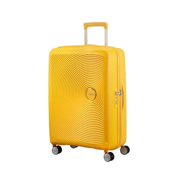 6 - Valiza American Turister SOUNDBOX pe 4 roti 67/24 TSA EXP galben auriu