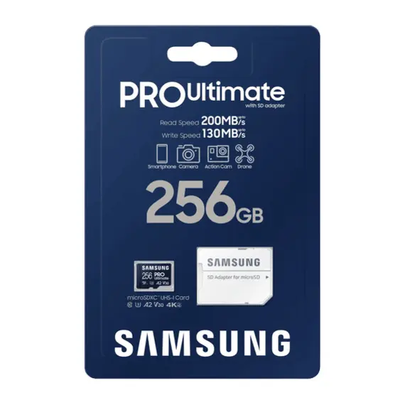 5 - .256GB MicroSD (Class 10) UHS-I (U3)+SD adapter, Samsung PRO Ultimate...