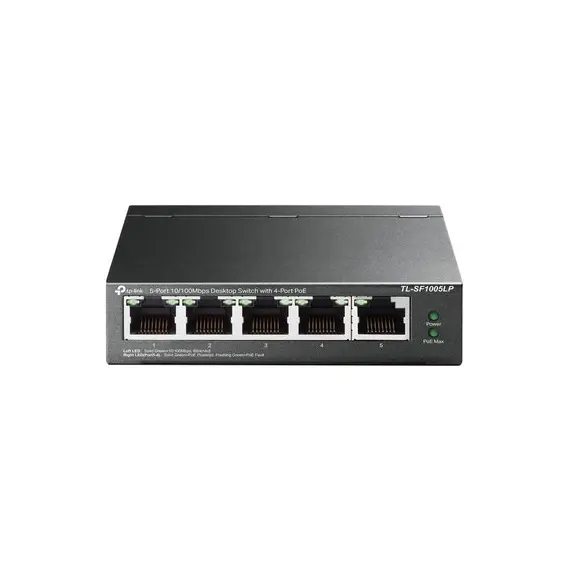 4 - .5-port 10/100M TP-LINK PoE Switch, TL-SF1005LP, with 4 Port PoE, 41W...