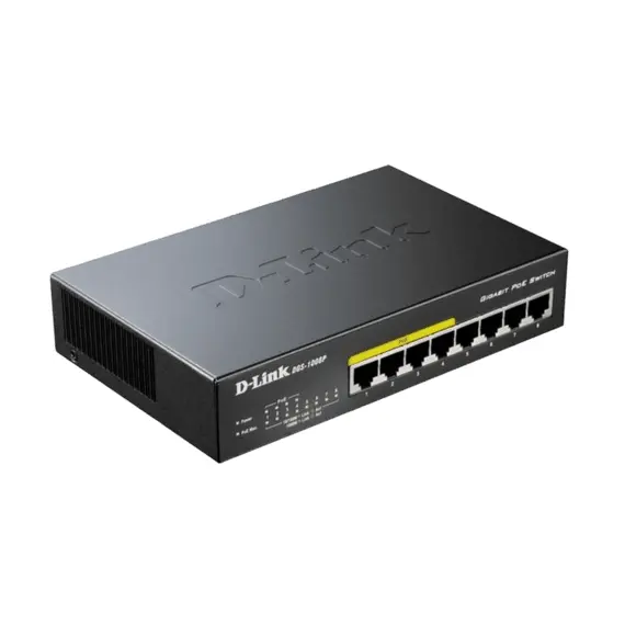 .8-port 10/100/1000Mbps POE, D-Link DGS-1008P/E1A, with 4-Port PoE, steel...