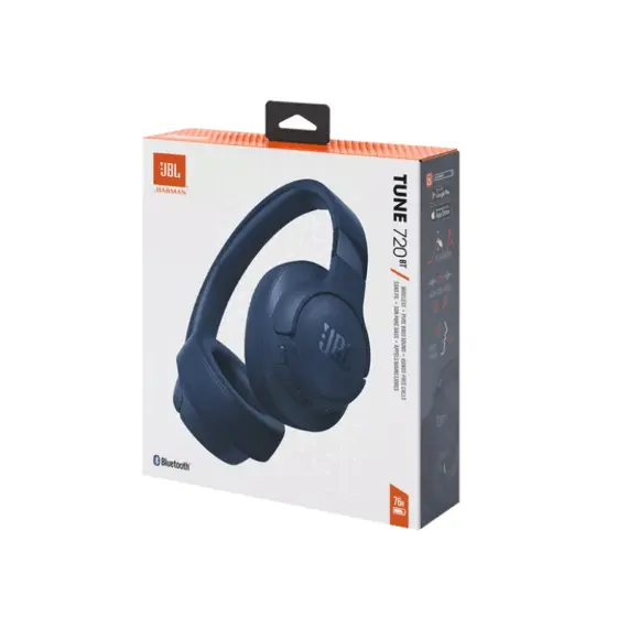 3 - Headphones Bluetooth JBL T720BT, Blue, Over-ear, Pure Bass Sound