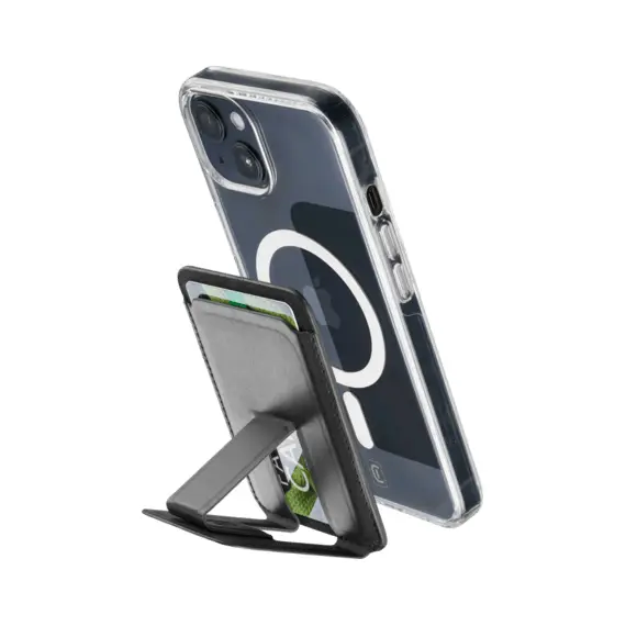 2 - Magnetic Card Holder Cellular, Pocket Stand Mag, Black