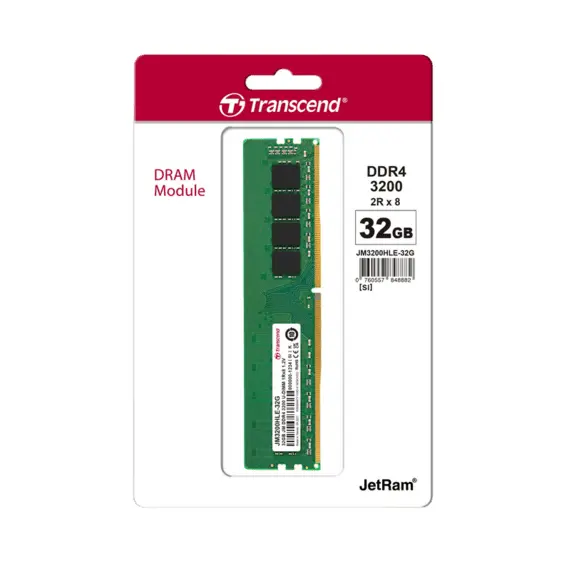 32GB DDR4- 3200MHz Transcend PC25600, CL22, 288pin DIMM 1.2V 9354