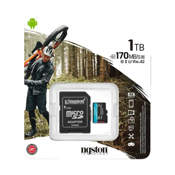 3 - 1.0TB MicroSD (Class 10) UHS-I (U3) +SD adapter, Kingston Canvas Go!...