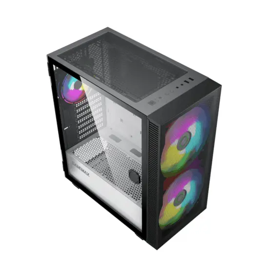 Case ATX GAMEMAX Aero, w/o PSU, 0.5mm, 2x200mm & 1x120mm ARGB fans, ARGB+PWM...