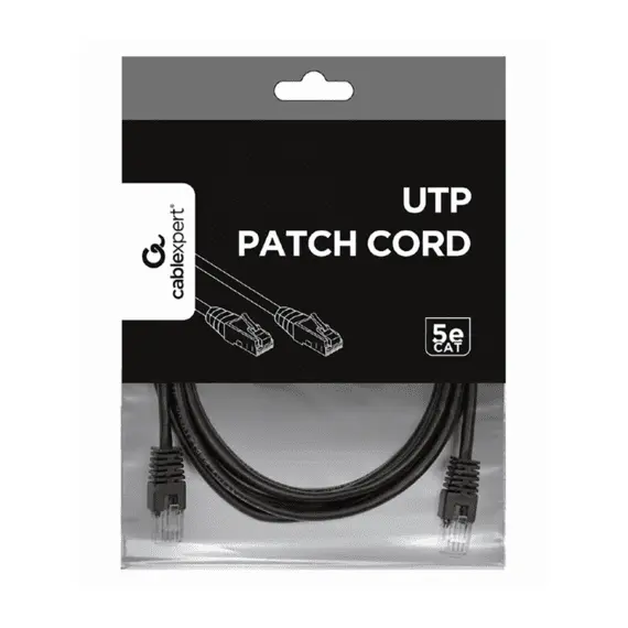 6 - 3m, Patch Cord Black, PP12-3M/BK, Cat.5E, Cablexpert, molded strain...