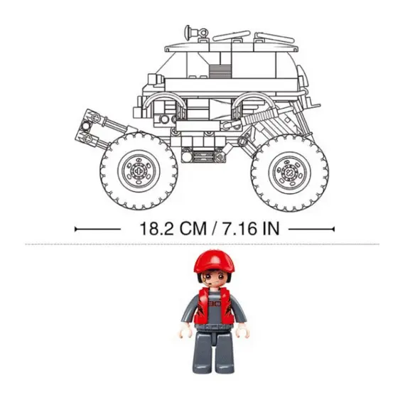 2 - B1159 Set de construcție „Monster Truck roșu”, cu inerție,