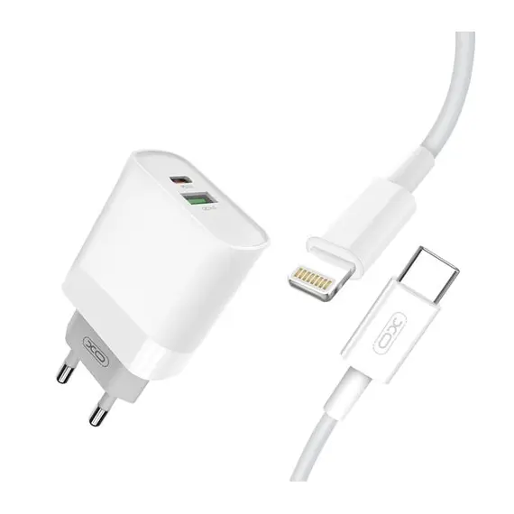 Wall Charger XO + Lightning Cable, Q.C3.0+PD 18W, L64, white 22793