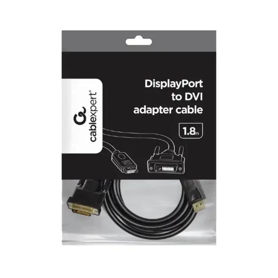 7 - Cable DP to DVI 1.8m, Cablexpert, "CC-DPM-DVIM-6", Black