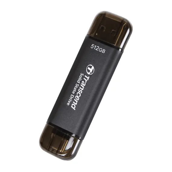 2 - .512GB Transcend Portable SSD ESD310C Black, USB-A/C 3.2...