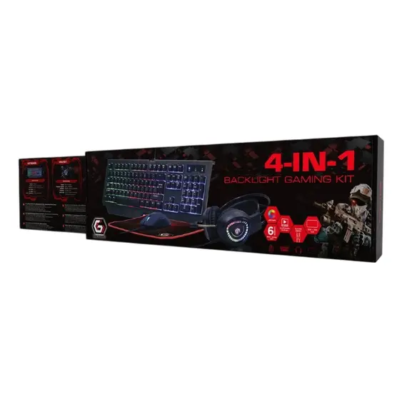 Gaming Keyboard & Mouse & Mouse Pad & Headset Gembird GGS-UMGL4-01, US...