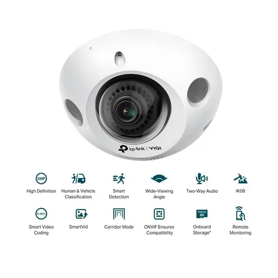 7 - TP-Link Dome Network Camera, "VIGI C230I Mini", 2.8mm, 3MP, IK08, PoE
