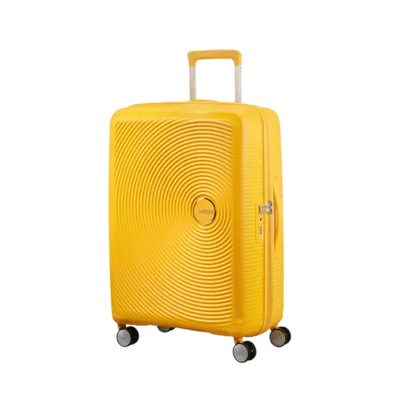 8 - Valiza American Turister SOUNDBOX pe 4 roti 67/24 TSA EXP galben auriu