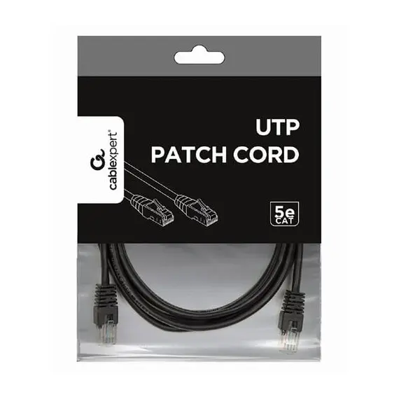 7 - 3m, Patch Cord Black, PP12-3M/BK, Cat.5E, Cablexpert, molded strain...