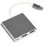 4 - Adapter 3-in-1 Type-C to HDMI/USB/Type-C sockets, cable 75mm, Grey,...